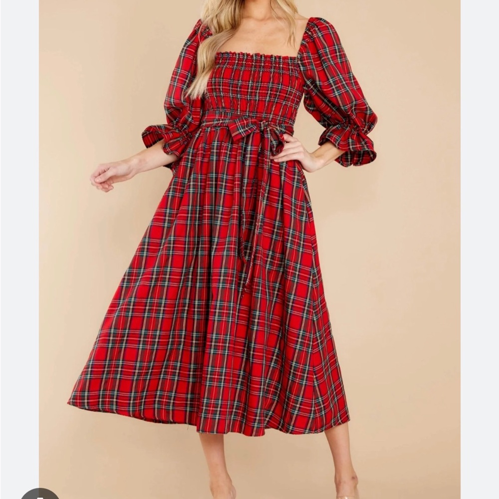 Plaid Holiday Red Dress